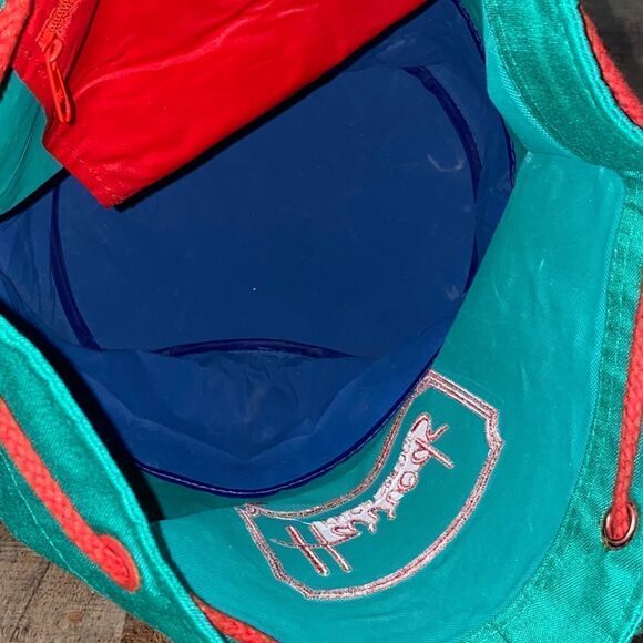 Harrods Knightsbridge Dark Colorblock Embroidered Bag Duffle Backpack Drawstring - Picture 8 of 11